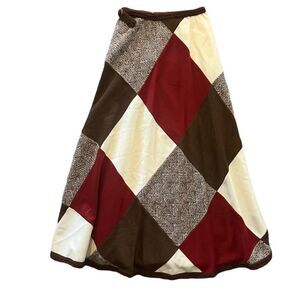 Vintage Glen of Michigan Union Tag Wool Patchwork Peasant Skirt Size Medium